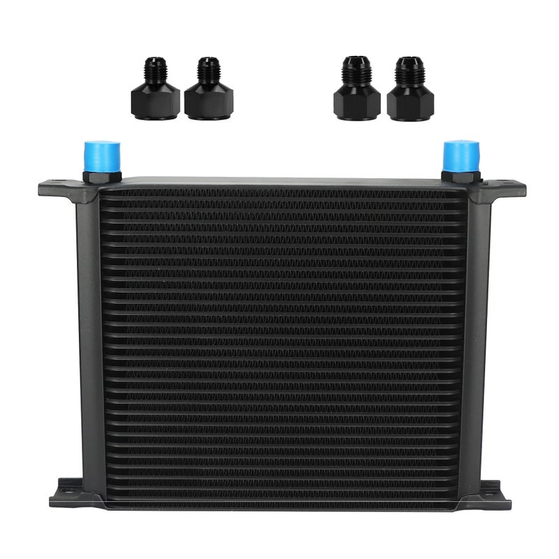 Ucreative 30 Row 10AN AN10 Aluminium Engine Transmission Oil Cooler Kit Stacked Plate With 6AN 8AN Adapter Universal Engine Transmission British Radiator Black - Image 1